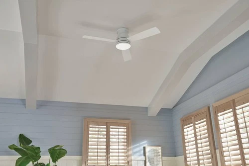 52" Hinkley Trey Matte White Wet Rated LED Hugger Ceiling Fan - Picture 6 of 10