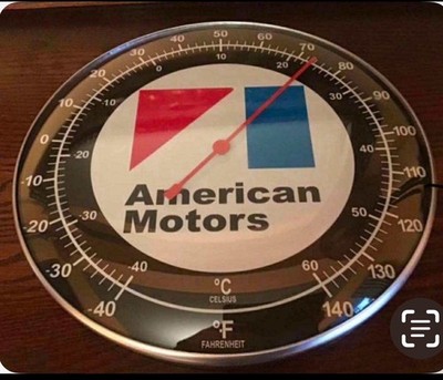 AMERICAN MOTORS 12'' Indoor Thermometer Sign Glass Cover