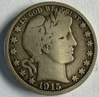 1915-S Barber Half Dollar, Very Good Condition, Mintage 1,604,000, ASW .36169 Oz