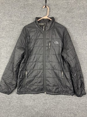 LL Bean Mens Large Primaloft Packaway Quilted Jacket Black Light Puffer 288303