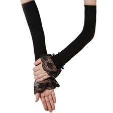 Women's Long Lace Fingerless Gloves Gloves Bridal Prom For Wedding Party Black