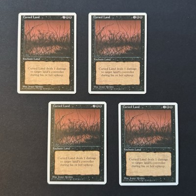 Cursed Land x4 NM+ NEVER PLAYED 4th Edition Fourth 4x MTG VINTAGE FAST SHIPPING