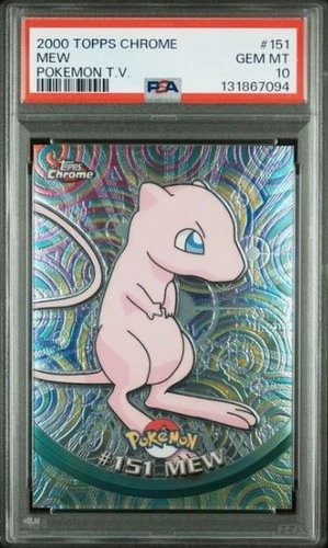 2000 Topps Chrome Pokémon T.V. #151 MEW PSA 10 GEM MINT FRESH MODERN GRADE LOOK