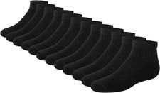 Hanes Boys' Socks Pack, Double Tough Moisture Wicking Ankle, Crew, No Show Socks