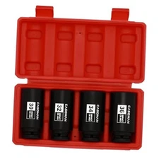  1/2-Inch Drive Deep Spindle Axle Nut Impact Socket Set,12 Point Metric, 4pcs