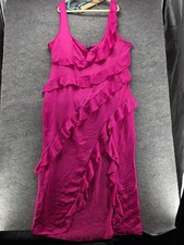 PRETTYLITTLETHING Dress Womens 22 Pink Satin Ruffle Tank Midi Party