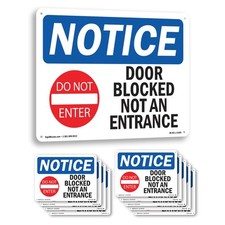 Door Blocked Not An Entrance OSHA Notice Sign Metal, Plastic, Decal 5 or 10 Pack