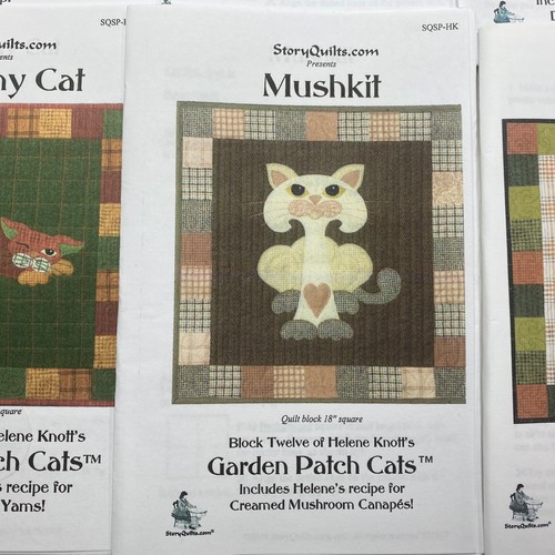 StoryQuilts 17 Lot Garten Patch Katzen 18" Quilt Quadrat Blockmuster Rezepte - Bild 14 von 20