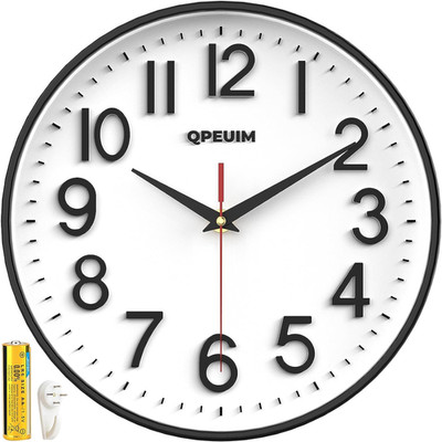 Wall Clock 10'' or 12 Inch Wall Clocks Non-Ticking Battery Operated with Stereosc