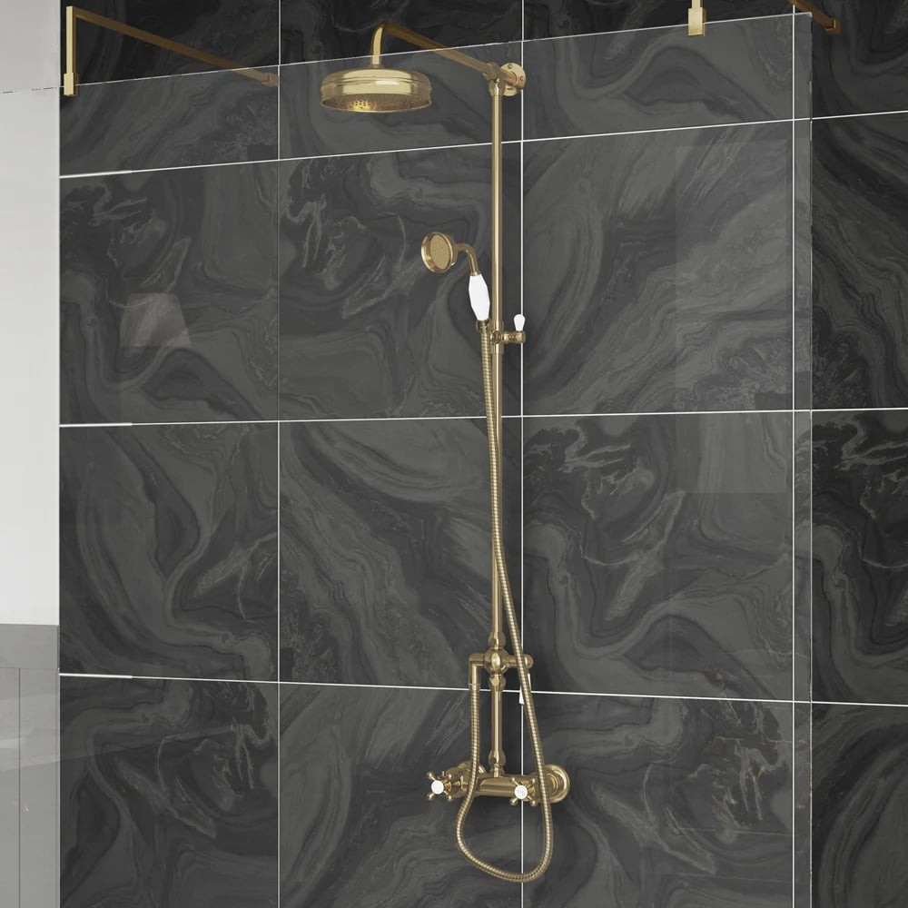 Hudson Reed Topaz Traditional Dual Thermostatic Bar Mixer Shower - Brushed Brass