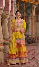 Attractive Chinnon Silk Top And Palazzo With Stylish Dupatta For Women Girls