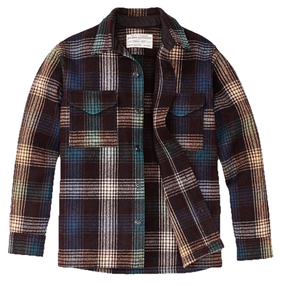 Filson Mackinaw Wool Jac Shirt New Black Coffee Multi Heavy 24oz Wool USA Made - Image 3 of 4