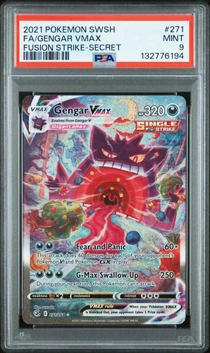 2021 POKEMON SWORD & SHIELD FUSION STRIKE SECRET #271 FULL ART/GENGAR VMAX PSA 9