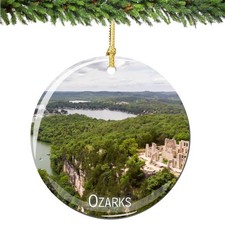 Ozarks Christmas Ornament Porcelain Double Sided 2.75 Inches Mutli