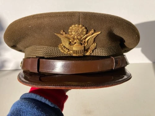 ORIGINAL WWII WW2 US Army Military Officer Visor Cap Hat 7 1/4