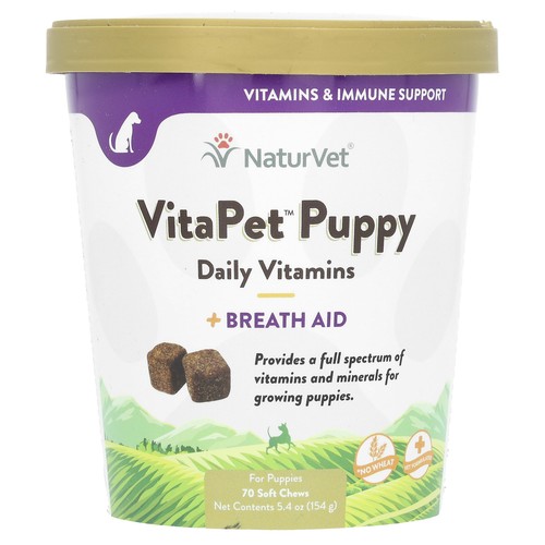 VitaPet Puppy, Daily Vitamins + Breath Aid, For Puppies, 70 Soft Chews, 5.4 oz