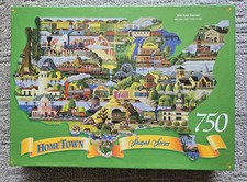 "USA TRAIN STATIONS" HOMETOWN SHAPED SERIES 24X36 750 PIECE PUZZLE NEW FS
