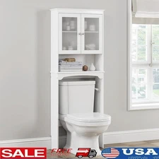 Over The Toilet Storage Cabinet Space Saving Organizer Adjustable Shelf Bathroom