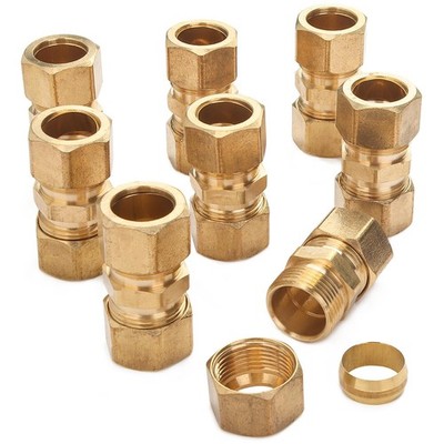 Brass Compression Union Fitting 5 Pack 5/8-Inch OD for Tubing Pipe Connection