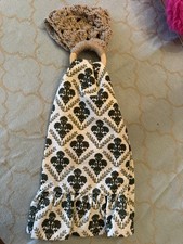 Kitchen towel with crochet ring towel holder 2 Piece set