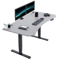 VIVO Electric 63" x 32" Stand Up Desk, Dark Gray Table Top, Black Frame