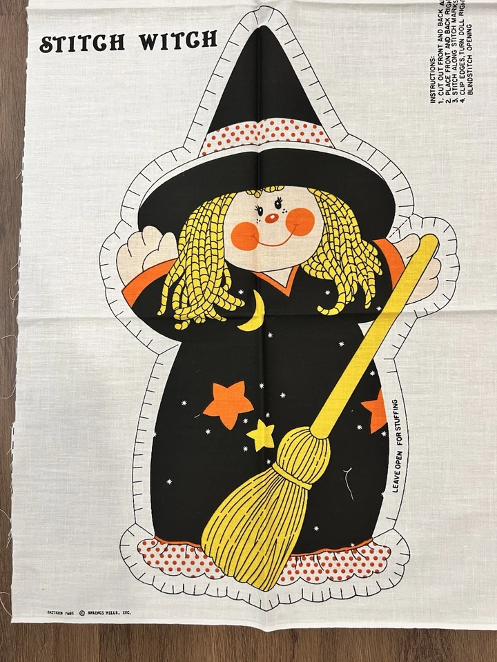 Muñeca Bruja Puntada De Colección Panel de Tela Spring Mills Patrón 7685 Corte y Coser Halloween Foto 2 de 4