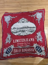 The Limited Jeans Company Scarf Vintage 90s Red Navy Bandana