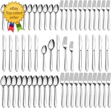 60-Pcs Silverware Set Service for 12, Premium Stainless Steel Flatware Set, Incl