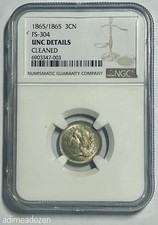 1865/1865 3CN Nickel Three-Cent Piece (NGC FS-304 UNC Details) FR18956GV