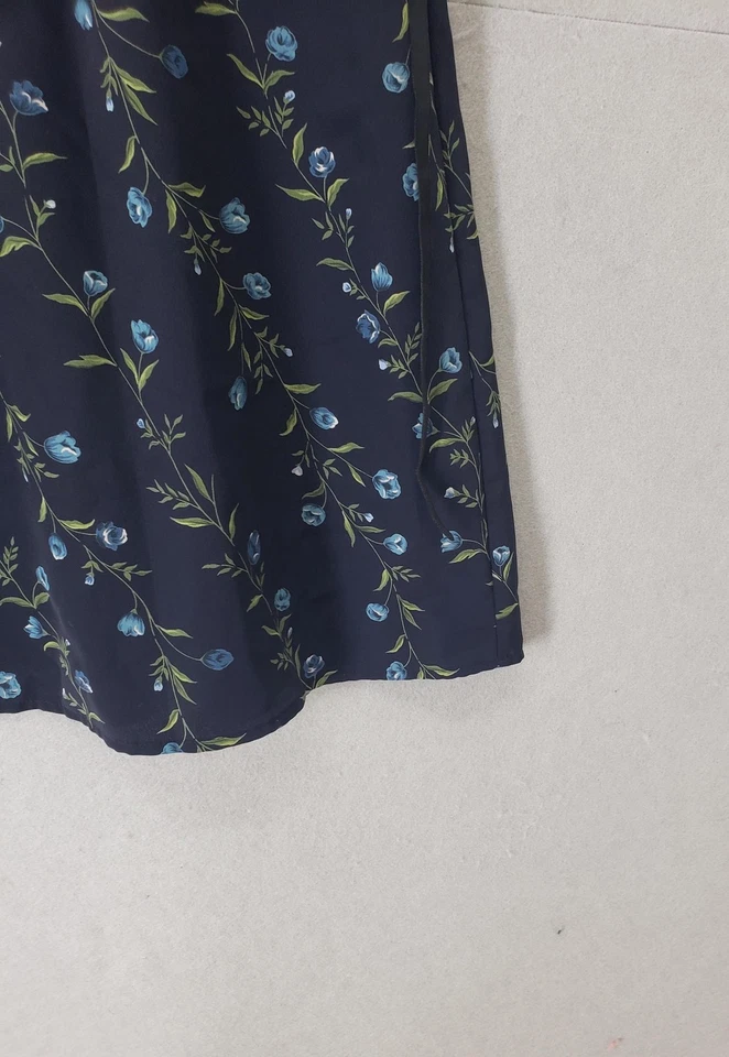 Vestido Jonathan Martin Niñas 12 Azul Marino Terciopelo Manga Larga Floral Midi Cinturón Fiesta Foto 4 de 4