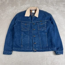 Wrangler Rusty Jacket Mens 42 Blue Preowned Denim Blanket Lined Western Cowboy