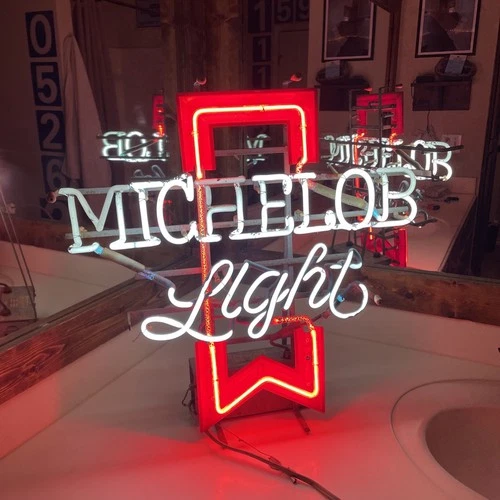 Michelob Light Everbrite Neon Sign 24” x 24” Vintage