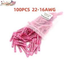 100Pcs 22-16AWG Red Heat Shrink Wire Butt Connectors Splice Terminals USA STOCK