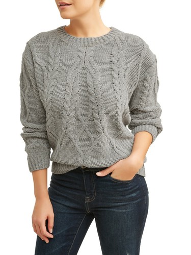 NEW TIME AND TRU GRAY CABLE KNIT 