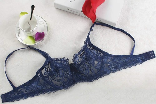 Ladies Embroidery Lace Bras Black White Blue Purple Beige Pink Sky Blue Flesh BC - Picture 18 of 37