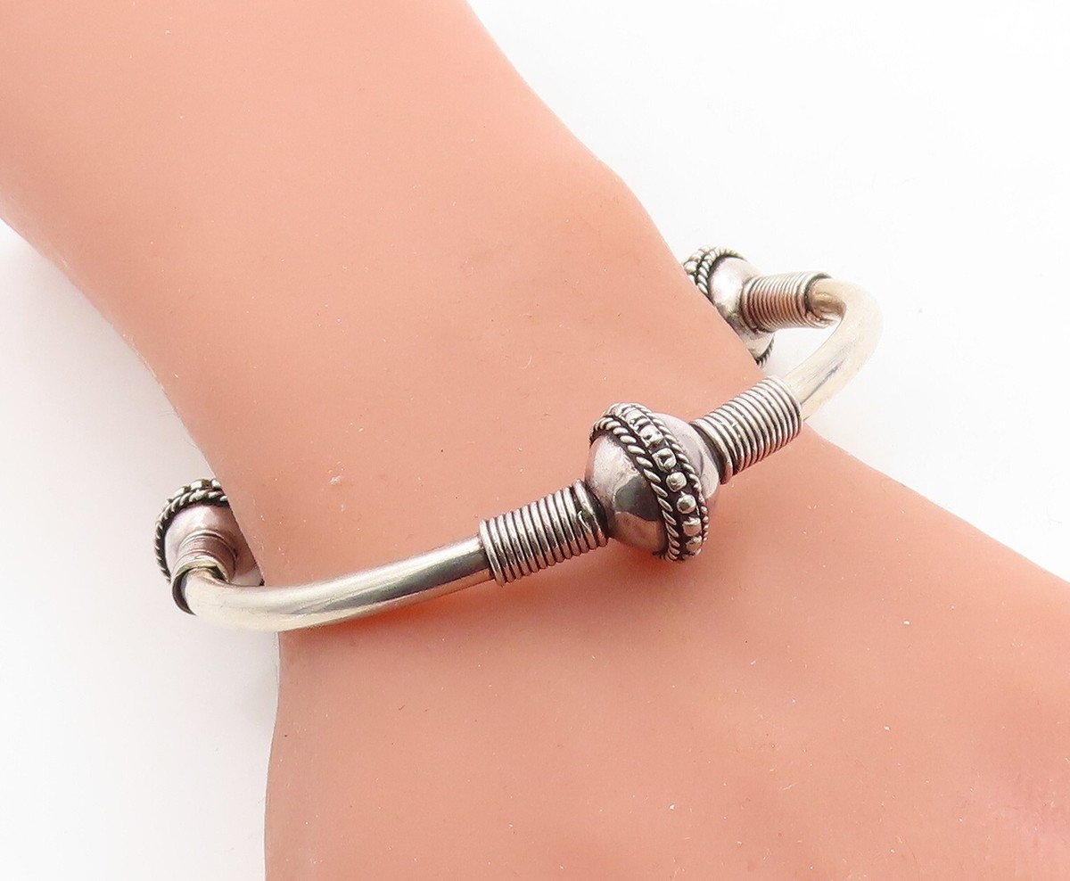 アクセサリー Vintage Silver Twist Bar Bangle 925 925 Sterling Silver Vintage Twist Wrapped Design Bangle