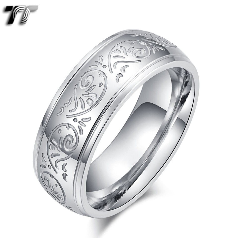 TT Silver 2.5mm Stainless Steel CZ Wedding Band Ring - Sizes 3-8, Nickel-Free, New With Tags