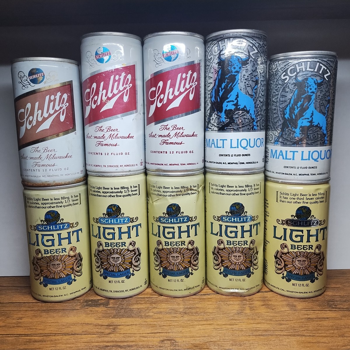 50s Schlitz Beer 総柄　Special Vintage - Lot of 10, x3 Schlitz, x5 Light, 2x Malt Liquor, Variety