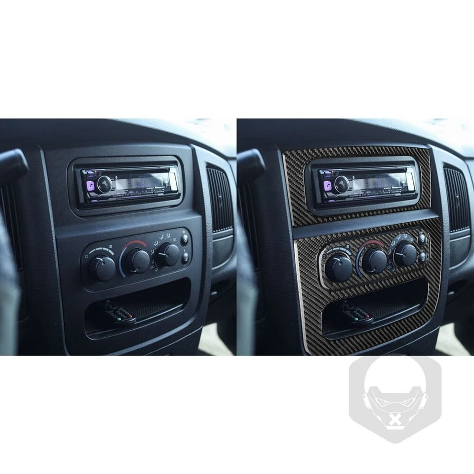 Cubierta de panel de CD de CA para consola central para RAM 1500 2500 3500 02-05 vinilo fibra de carbono Foto 4 de 4