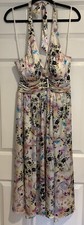 BCBG MAXAZRIA Halter Floral Kaleidoscope Size Large Midi Dress
