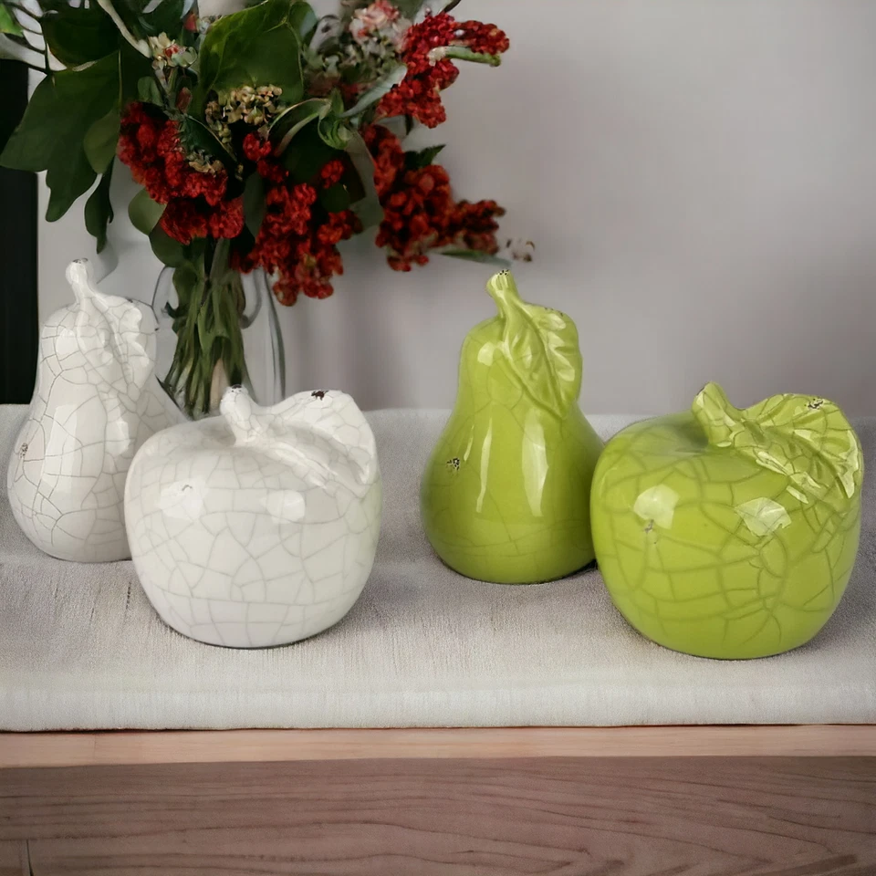 4er Set Deko Birne Apfel Keramik Birnen Äpfel Tischdeko Herbstdeko Dekofiguren - Bild 2 von 4