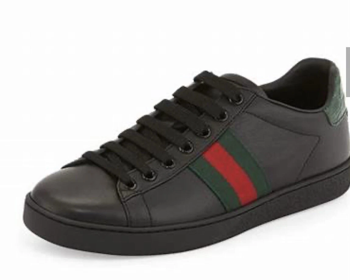Baskets basses noires femme Gucci Ace avec bordure crocodile 39,5