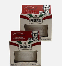 PRORASO White Pre Shave Cream For Sensitive Skin, Green Tea 3.6 oz. 2 PACK 