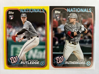 Jackson Rutledge Topps (2) 2024 Topps #503 Jackson Rutledge Yellow SP RC + Blake Rutherford ...
