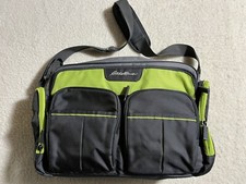 Eddie Bauer Bag Easy Access Wipe Dispenser Insulated Pockets Zippers Gray Green