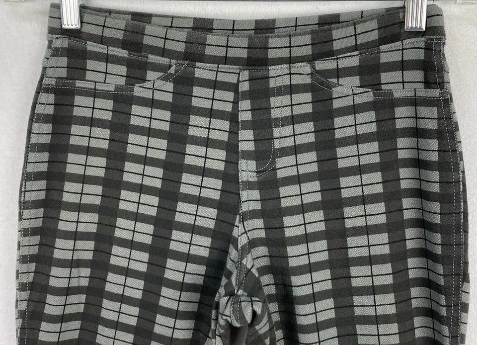 Jegging Gris A Cuadros Mujeres Junior PEQUEÑO Pull On Grueso Sin Marca 27x29 Algodón Blen Foto 2 de 4