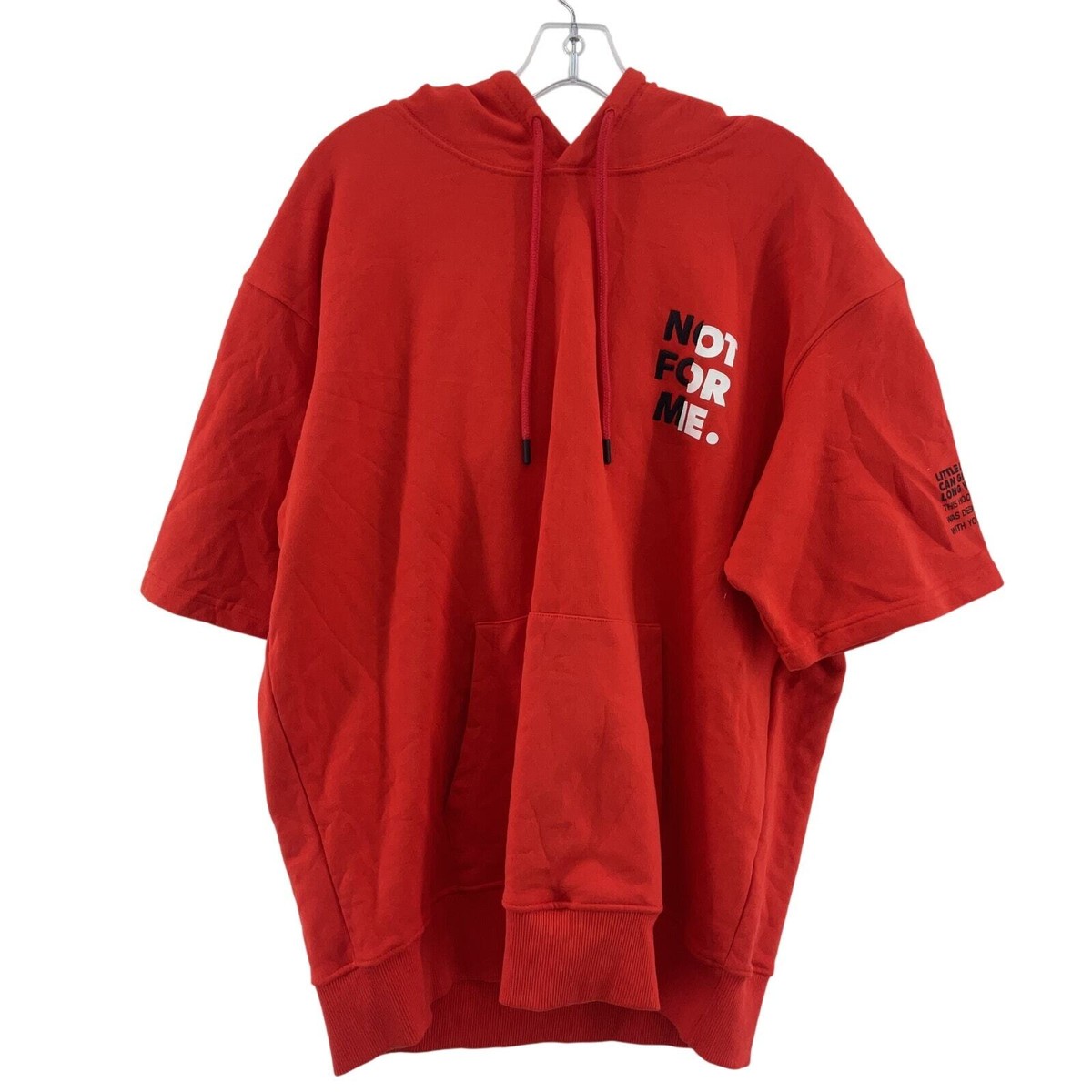 Zara Not For Me Men Red Cotton Graphic Short Sleeve Hoodie