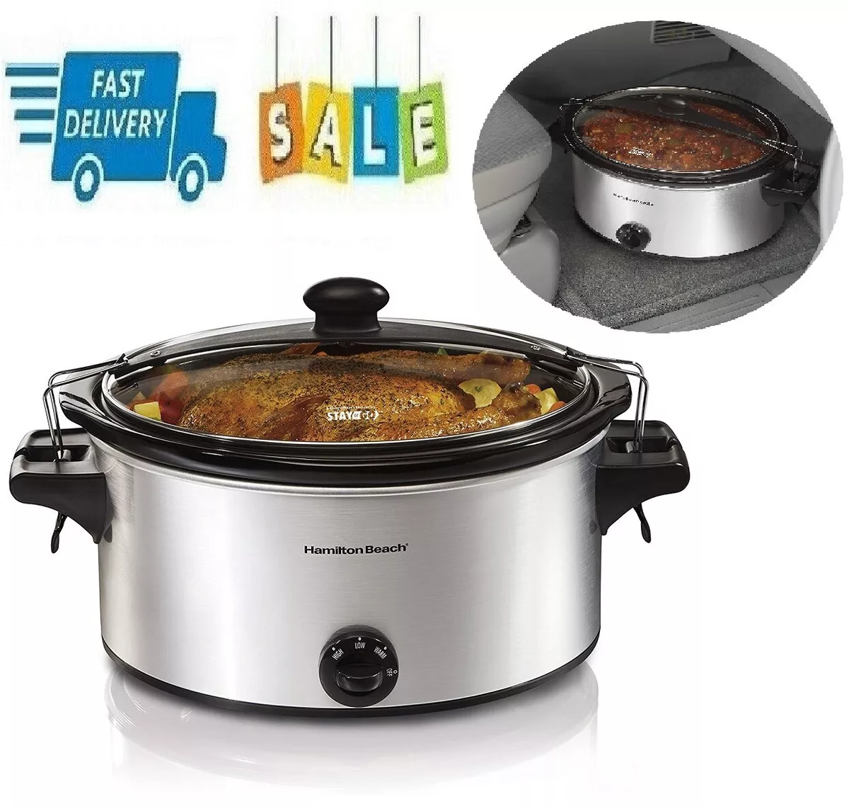 Hamilton Beach 6-Quart Stainless Steel Oval Slow Cooker in the Slow Cookers  department at