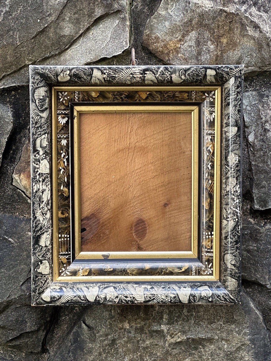 ANTIQUE c.1890s Victorian AESTHETIC MOVEMENT Marbleized PICTURE