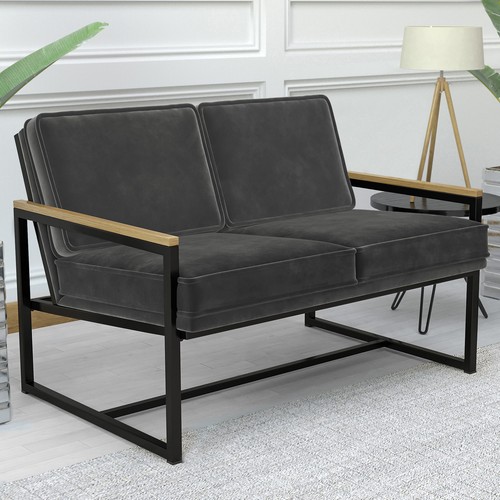2er-SET KYLA | Designer Sitzbank | Samt | Grau | Sitz Polster Lounge Stahl Ec... - Bild 6 von 10